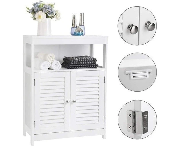 VASAGLE Floor Cabinet with Shelf and 2 Doors White