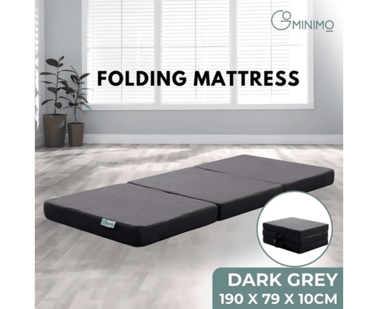 GOMINIMO 3 Fold Folding Mattress Single Dark Grey