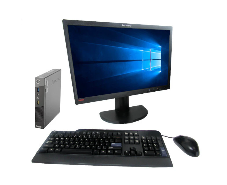 Lenovo M93p Tiny Full Desktop PC i5-4570T 8GB RAM 128GB SSD W10P + 22" Monitor | Refurbished - Refurbished Grade A