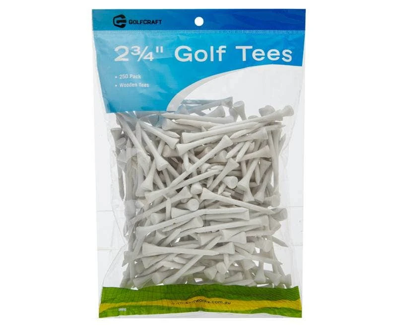 Golf Craft 2 3/4" Wooden White Golf Tees - 250 pack