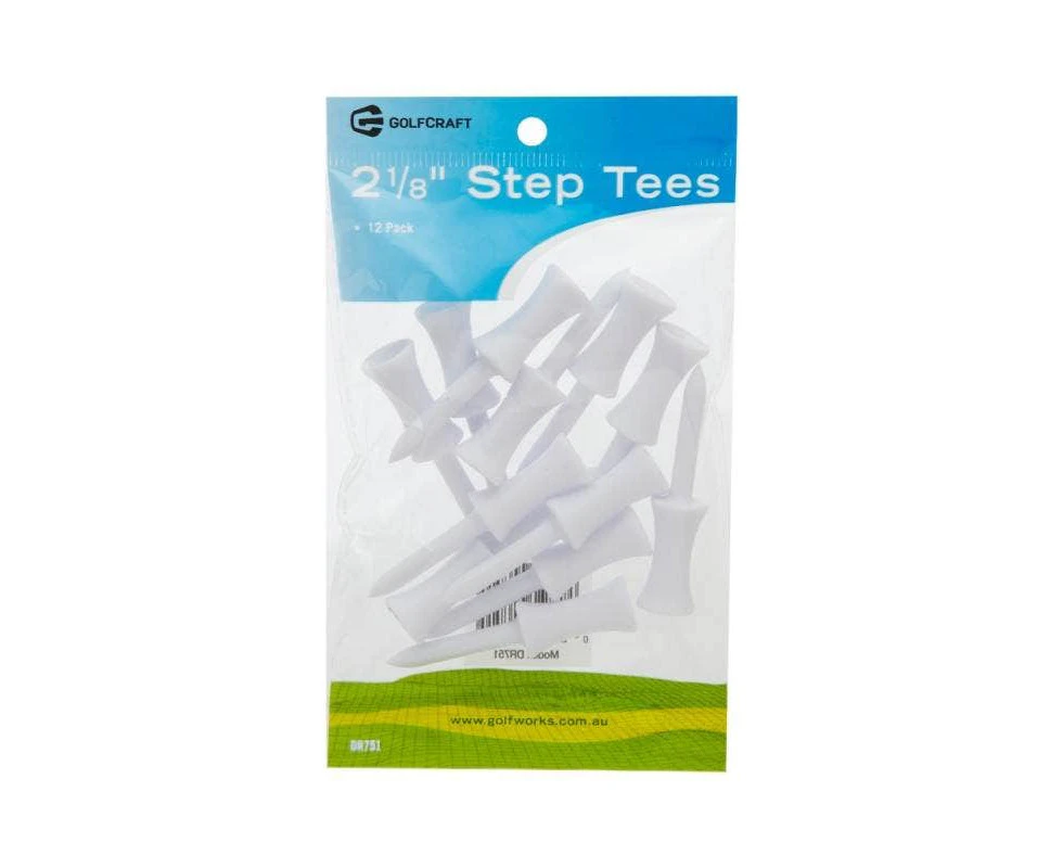 Golf Craft 2 1/8" Plastic Step White Tees - 12 pack