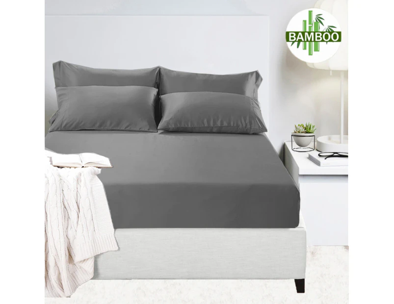 2000TC Cooling Bamboo Fitted Full Sheet Set Steel Grey For Queen ,King, Mega Queen ,Mega King Size Bed