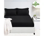 2000TC Cooling Bamboo Fitted Full Sheet Set in Black For Queen ,King, Mega Queen ,Mega King Size Bed