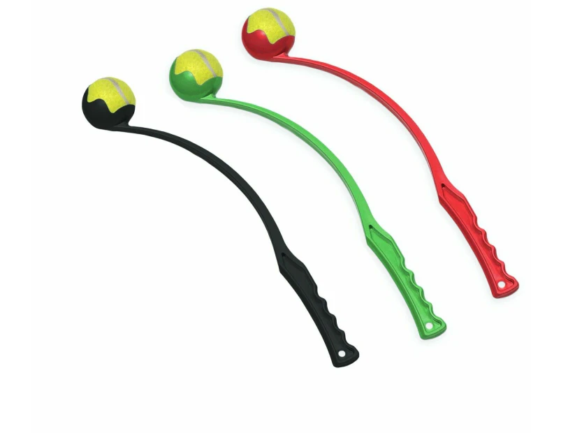 3 x Pet Dog Puppy Tennis Ball Launcher Chucker Thrower Long 64cm with Tennis ball