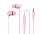 3.5mm Wired Earbuds Intelligent Noise Reduction HD-compatible Calling Stereo Safe Portable Phone Call Change Songs Dynamic Music Wired Headset - Pink