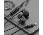 3.5mm Wired Earbuds Intelligent Noise Reduction HD-compatible Calling Stereo Safe Portable Phone Call Change Songs Dynamic Music Wired Headset - Black