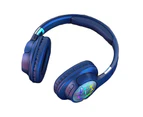 Wireless Headphone Noise Reduction Stereo Sound Cool Men Flash Light Over-Ear Stereo Wireless Headset Gamer Gift - Blue