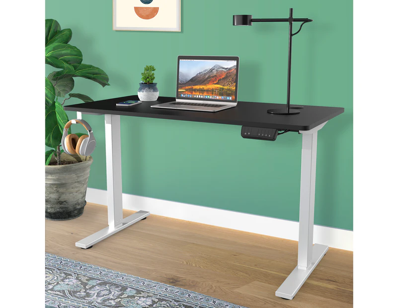 Ufurniture Electric Standing Desk Height Adjustable 140cm Splice Board Sliver Frame/Black Matte Table Top