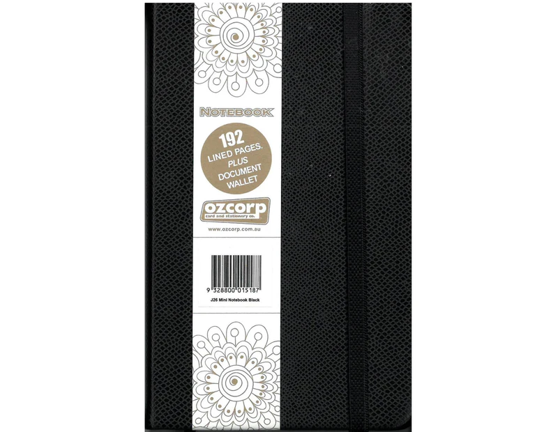 Ozcorp A6 Mini Notebook Black, J26, Lined, Hardcover