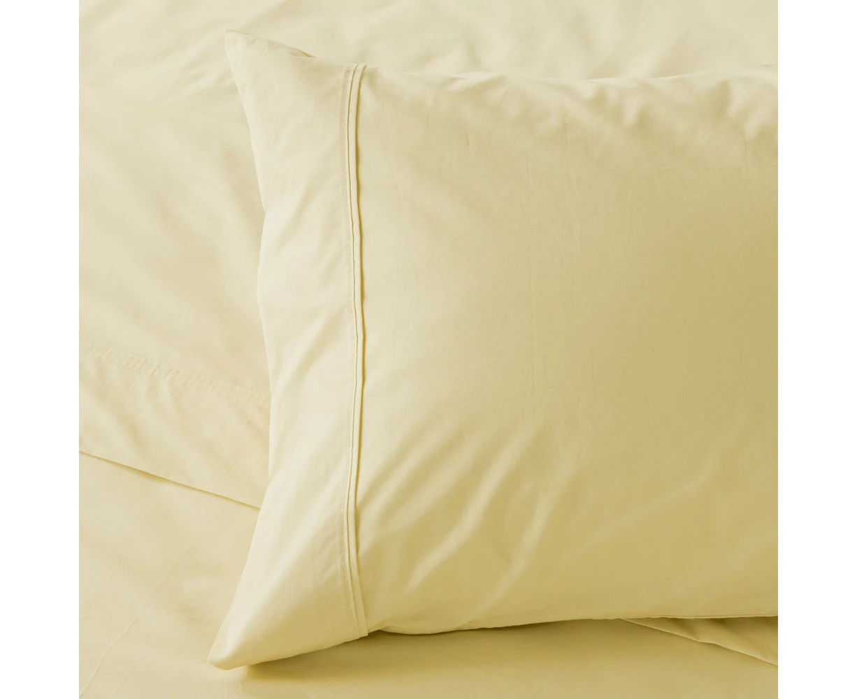 In2linen Organic Cotton 300T/C Fitted Sheet | Butter/Yellow