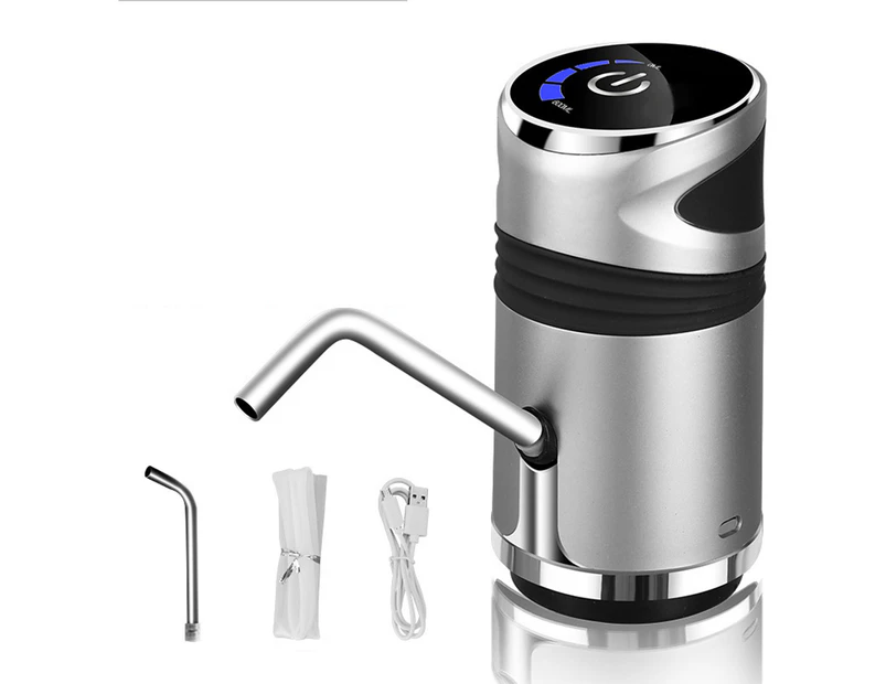 USB Rechargeable Automatic Electric Water Pump Dispenser Water Drinking Bottle - Silver