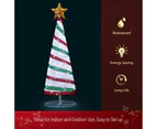 180cm Ribbon Christmas Tree Light Decoration LED Strip Ornaments Xmas Home Outdoor Display Folding Star Topper 8 Flickering Effects