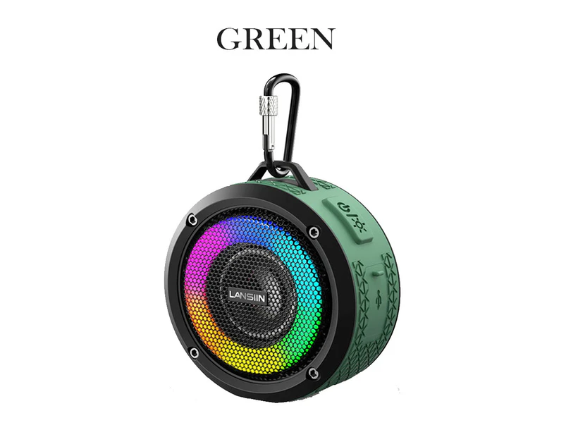 Waterproof Outdoor Wireless Bluetooth Speaker with LED Lights - Green
