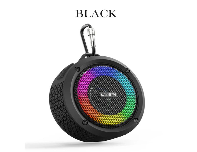 Waterproof Outdoor Wireless Bluetooth Speaker with LED Lights - Black