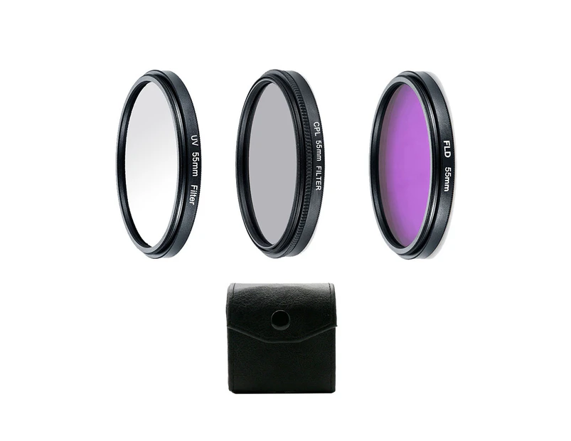 Centaurus Professional UV CPL Polarizer FLD Photo Photography Filter Kit for SLR Camera- 55mm