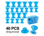 40pcs Silicone Hair Curlers Set, Small Hair Rollers,  plus clear plastic bag mushroom curlers 20 large 20 small-blue