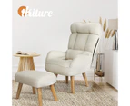 Oikiture 360 Swivel Armchair Recliner Lounge Ottoman Accent Chair Sofa With Stool Beige