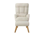 Oikiture 360 Swivel Armchair Recliner Lounge Ottoman Accent Chair Sofa With Stool Beige