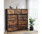 Levede Storage Cabinet Tower Chest of Drawers Dresser Tallboy 9 Drawers Brown