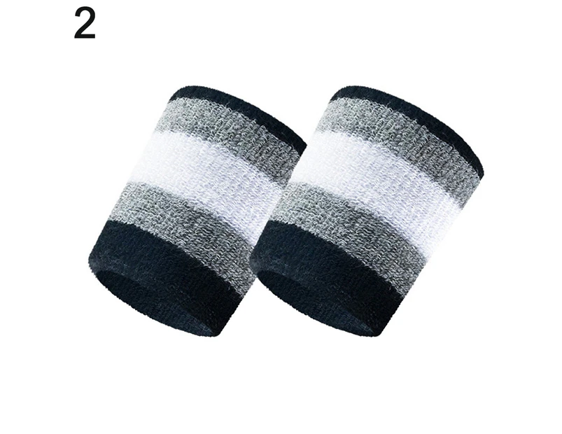 Colorfulstore Stripe Sport Badminton Basketball Wristband Absorb Sweat Towel Wrist Protector-2#