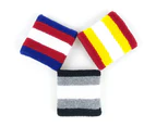Colorfulstore Stripe Sport Badminton Basketball Wristband Absorb Sweat Towel Wrist Protector-2#
