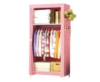 1 Set Clothing Storage Cabinet Large Capacity Dust-proof Minimalist Style Storage Shelves Clothes Hanging Rack for-Pink