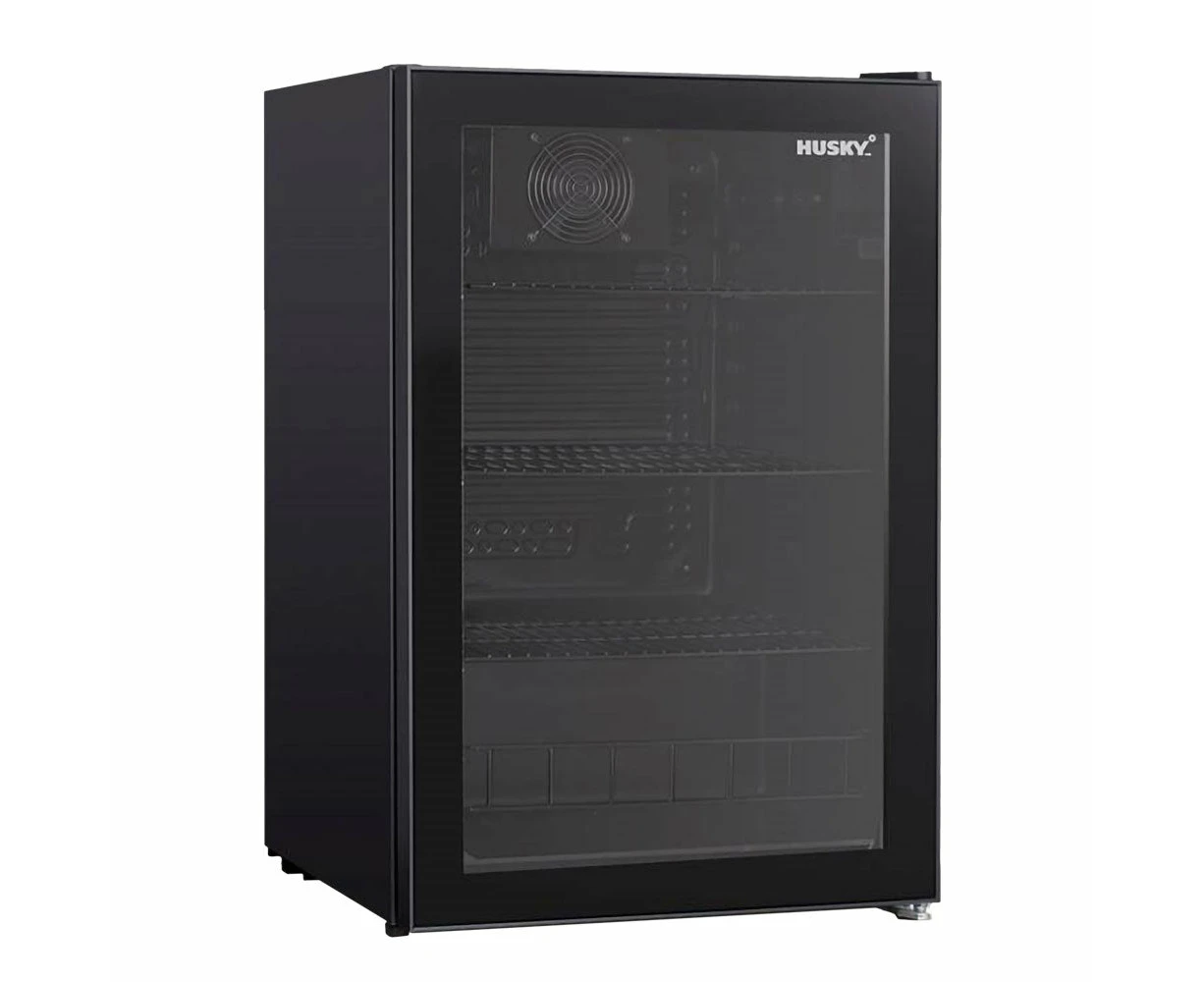 Husky 130L Single Glass Door Under Counter Bar Fridge In Black (CKK130-292-BKAU.1)