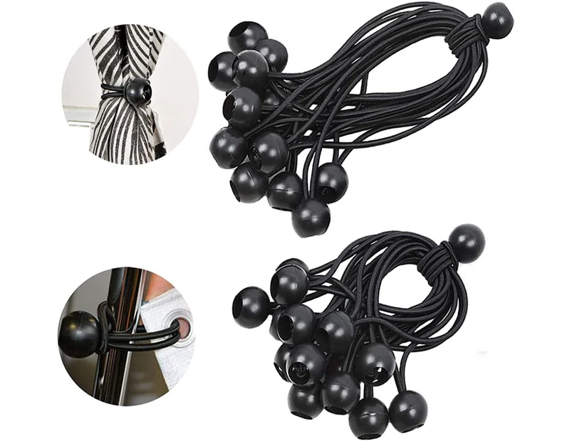 30pcs Elastic Rubber with Black Ball, Tarp Tensioner Rubber Buckles, Trampoline Strapping Rope Bungee Ball Belt