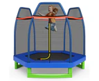 Costway 7FT Trampoline Kids Trampolines w/Spring Mat security Enclosure Net Indoor Outdoor Toys Fun Gift Blue