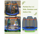 Costway 7FT Trampoline Kids Trampolines w/Spring Mat Safety Enclosure Net Indoor Outdoor Toys Fun Gift Blue