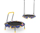 Costway 2-in-1 36" Kids Trampoline Mini Trampolines & Swing Seat Fitness Rebounder Indoor Jumping Fun w/Handle