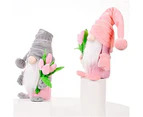 2pcs Standing Cute Gnome with Tulips Bouquets Sweet Dwarf Gnome Figures Gift for Women Mum 37*8*6cm