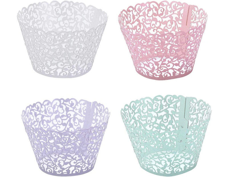Cupcake Wrappers 40pcs/pack Creamy White Lace Cupcake Liners Laser cut Cupcake Papers cupcake cups Muffin cups