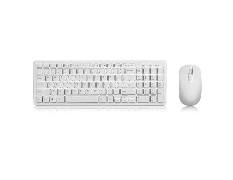 jgl GKM520 Wireless Keyboard Quick Response Mute Ergonomic 2.4GHz Wireless Keyboard Mouse for Laptop-White - White