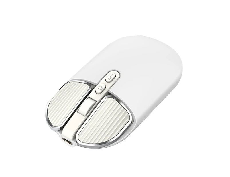 jgl M203 Wireless Mouse Dual Mode Ergonomic Rechargeable Silent Power-saving DPI Adjustable 5 Buttons 2.4G Bluetooth-compatible Optical Mouse for PC-White - White