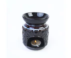 Oil Burner Kit + 14 Essential Oils Scents & 10 Tealight Candles, Black Round - Black