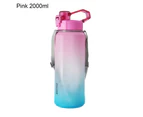 1050ML/2000ML Water Bottle Leak-proof One-piece Design with Handle Straw Motivational Water Bottle with Measuring Scale for Fitness-Pink 2000ml