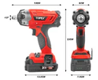 TOPEX 2 in 1 20V Cordless Impact Wrench Driver 1/2" w/ Sockets Battery & Charger (Two Batteries)