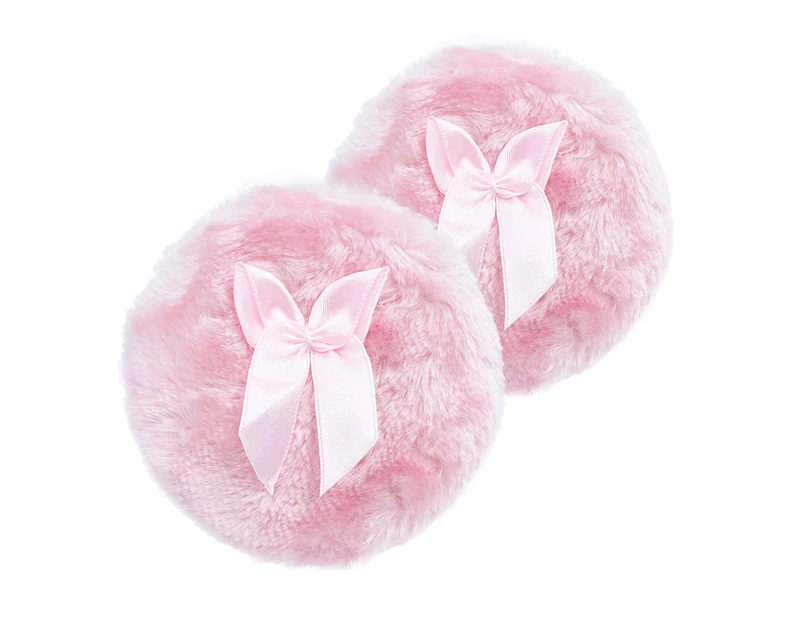 Large Body Powder Puff, Soft & Furry Puff with Ribbon Handle( Puff(2Pcs/Pink))