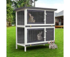 Oppsbuy Rabbit Hutch Indoor Outdoor Rabbit House Guinea Pig Cage Pet House for Small Animals Grey