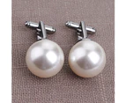 Nirvana 2Pcs Fashion Unisex Pearl Cufflinks Shirt Sleeve Buttons Clothes Accessory Gift-Golden