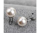 Nirvana 2Pcs Fashion Unisex Pearl Cufflinks Shirt Sleeve Buttons Clothes Accessory Gift-Golden