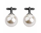 Nirvana 2Pcs Fashion Unisex Pearl Cufflinks Shirt Sleeve Buttons Clothes Accessory Gift-Black
