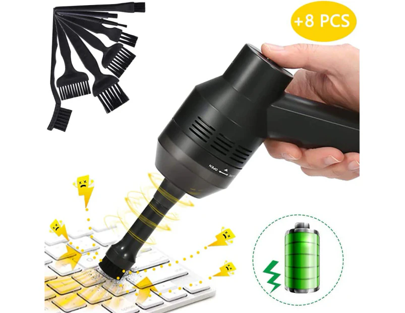 Keyboard Cleaner, Mini Usb Cordless Computer Vacuum Cleaner With 8 Nylon Anti Static Brushes Wireless Keyboard Cleaner