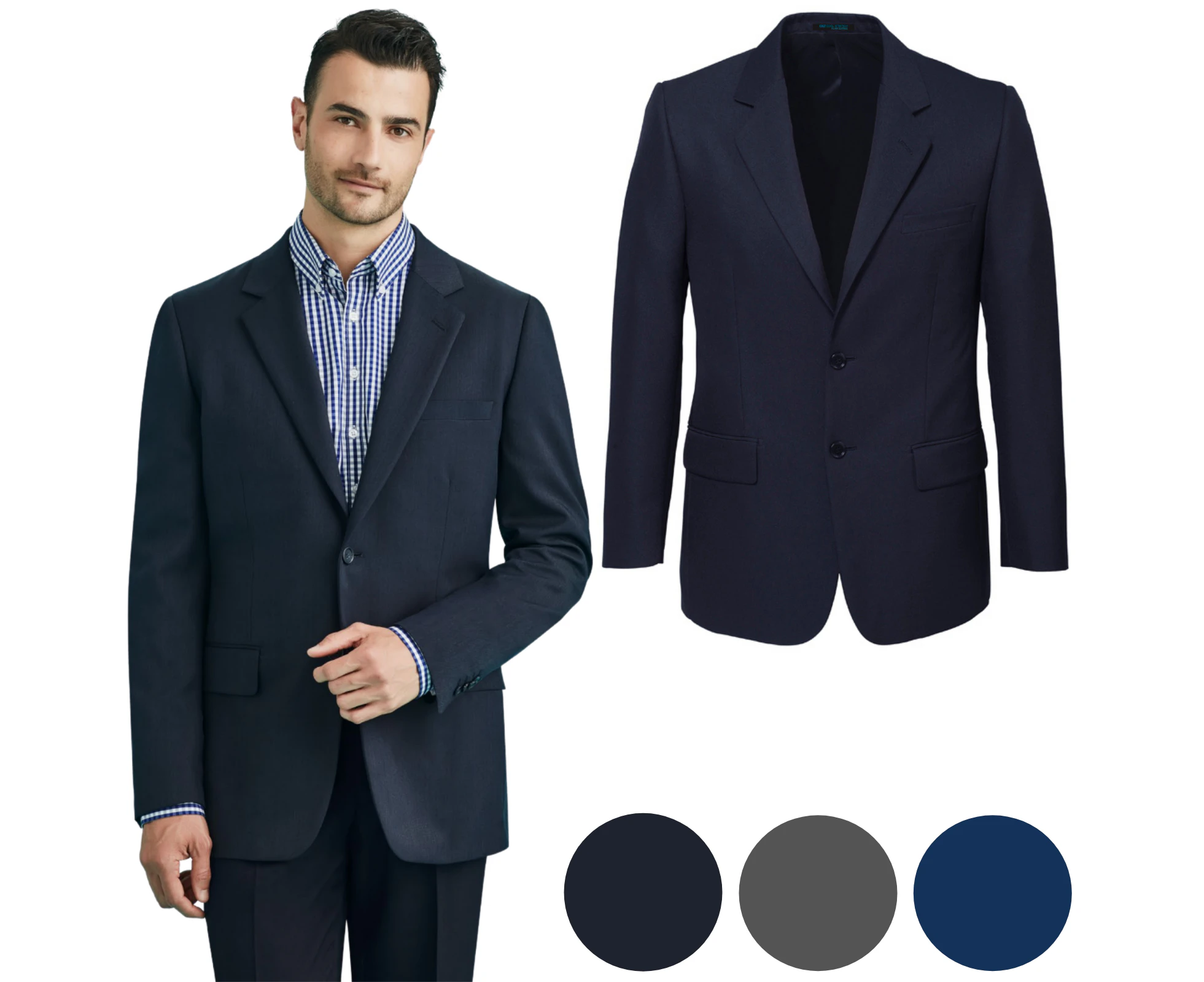 Men's 2 Button Classic Suit Jacket Bamboo Blend Business Blazer Wedding - Navy