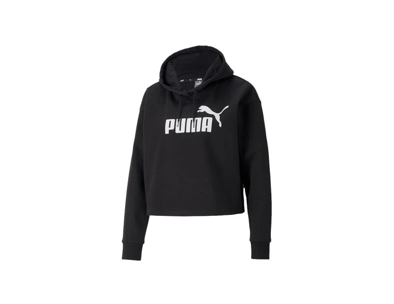 Puma Women's Essential Cropped Logo Long Sleeve Fleece Hoodie Puma Black - Puma Black