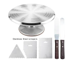 Cake Turntable Decoration Accessories Set Rotating Cake Stand Tools Metal Stainless Steel Pastry Spatula Scraper - Set A