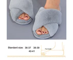 Slippers for Women, Open Toe Fuzzy Fluffy House Slippers Cozy Memory Foam Anti-Skid Plush Cross Furry Slippers Indoor Outdoor - Grey