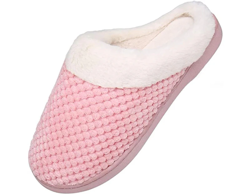 Women's Men's Winter Warmth Slippers Memory Foam Plush Slippers Non-Slip Slippers, Size 38-39 - Pink