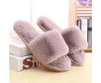 Women Fuzzy House Slippers Summer Open Toe Furry Slippers Fluffy Memory Foam Slippers for Women - Grey